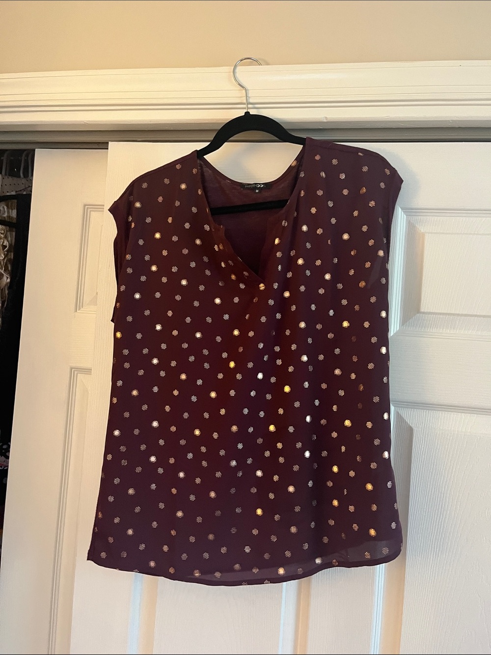 Papermoon Burgundy Metallic Dot V-Neck Camisole